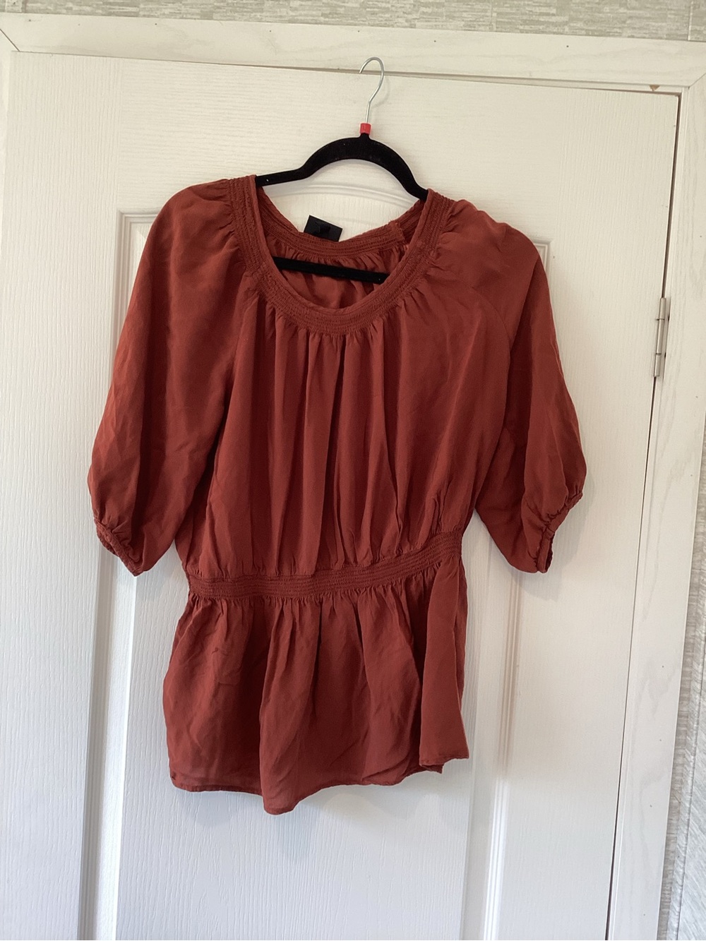 Mossimo Supply Co. Rust Short Sleeve Peasant Top